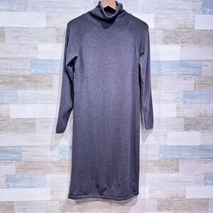 Talbots Italian Merino Wool Turtleneck T Shirt Sweater Dress Gray Womens Small